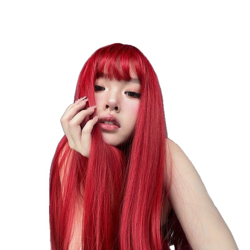 Meili perika egzotičnog stila, duga ravna kosa s pravim šiškama, visokotemperaturna svila, oblikovanje lica, model MG-ZF002-DHS