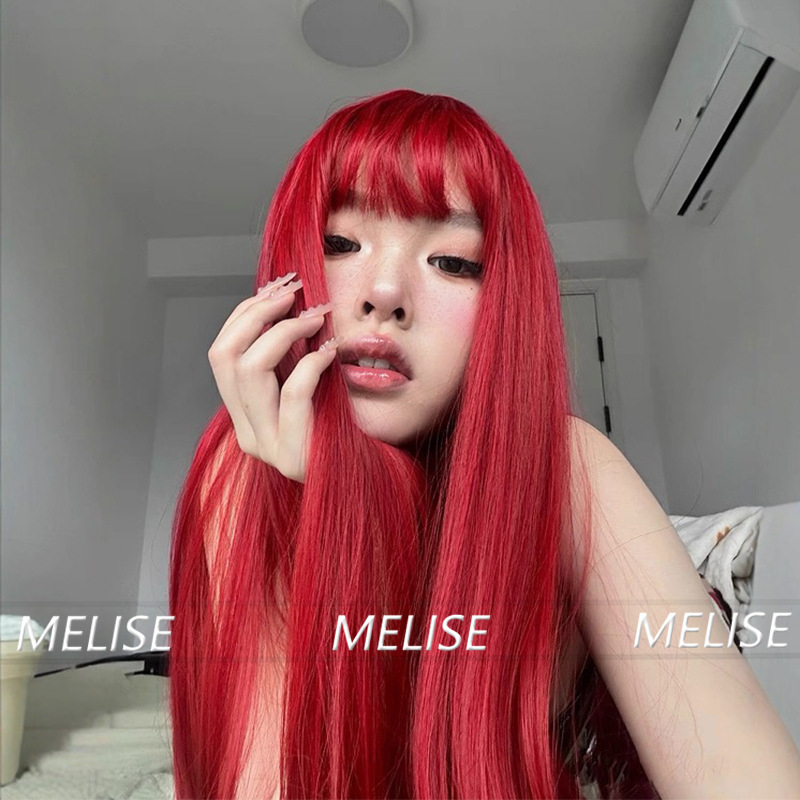 Meili perika egzotičnog stila, duga ravna kosa s pravim šiškama, visokotemperaturna svila, oblikovanje lica, model MG-ZF002-DHS