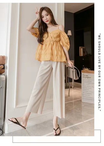 Trudničke hlače s širokim nogama, cropped dužine, Ice Silk tkanina, 95% poliester + 90–95% viskoz, prozračne