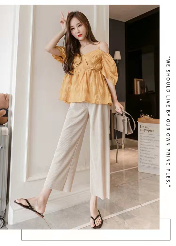 Trudničke hlače s širokim nogama, cropped dužine, Ice Silk tkanina, 95% poliester + 90–95% viskoz, prozračne
