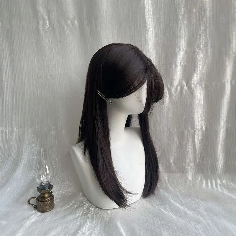 Perika za žene – prirodna duga kosa s srednjom podjelom, vlakno otporno na visoke temperature, mehanička izrada