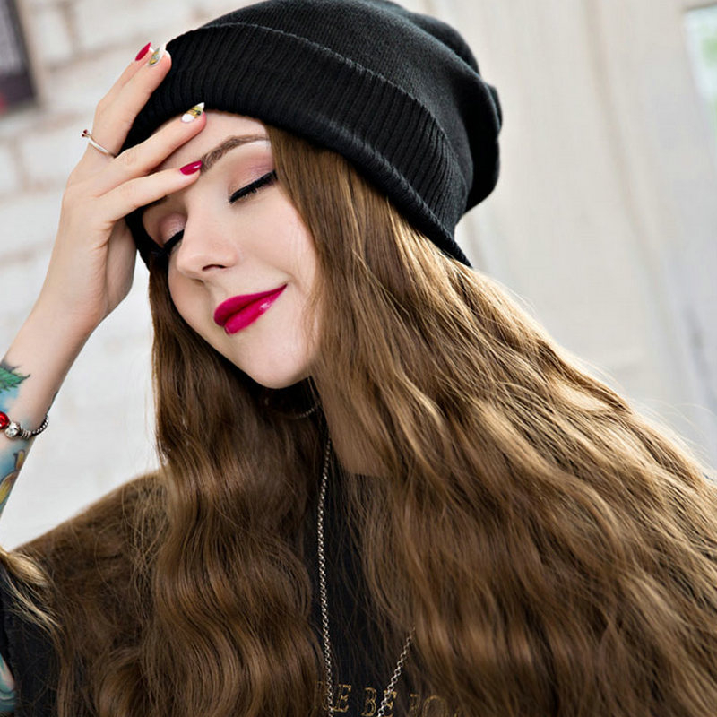 Duga perika s pletenom kapom, vlakna visoke temperature, model MZ-20, za žene, može se obojiti