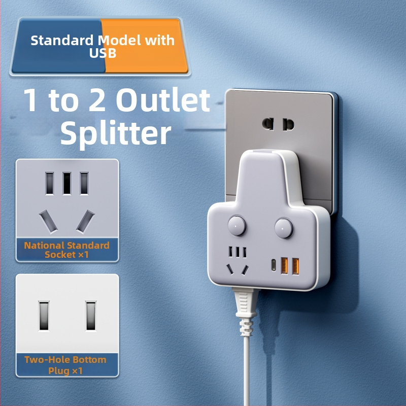 Πολυπρίζο με θύρες USB, νυχτερινό φως, ανεξάρτητος διακόπτης με οθόνη χρόνου, 10A, 220–250V