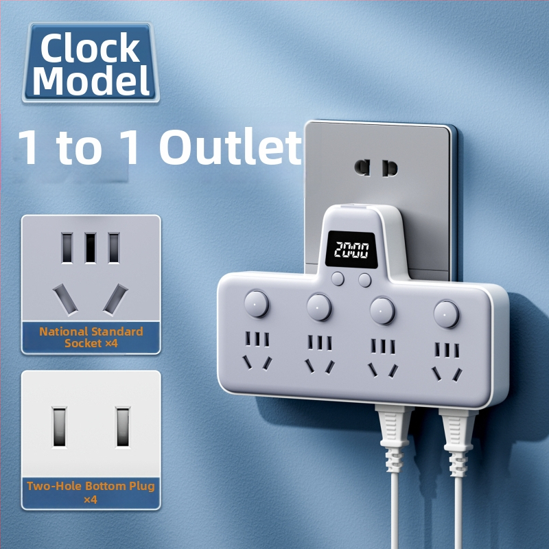 Πολυπρίζο με θύρες USB, νυχτερινό φως, ανεξάρτητος διακόπτης με οθόνη χρόνου, 10A, 220–250V