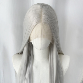 Cosplay wig s frontalnom čipkom, ručno pletena, duga ravna kosa, vlakna otporna na visoke temperature, model 13×4