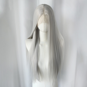 Cosplay wig s frontalnom čipkom, ručno pletena, duga ravna kosa, vlakna otporna na visoke temperature, model 13×4