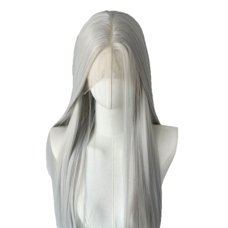 Cosplay wig s frontalnom čipkom, ručno pletena, duga ravna kosa, vlakna otporna na visoke temperature, model 13×4