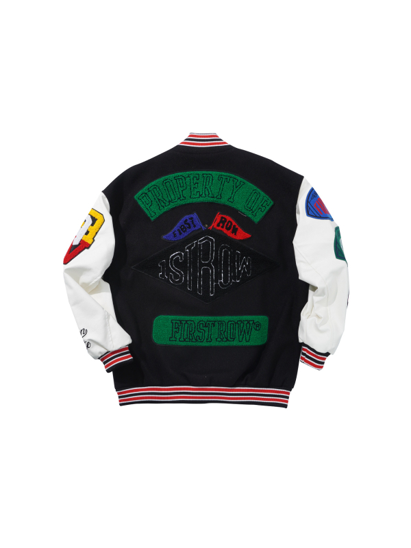 Hímzett gyapjú baseball kabát, álló gallérral, bő szabású, amerikai retro stílus, mindennapi viselet, tavasz–ősz