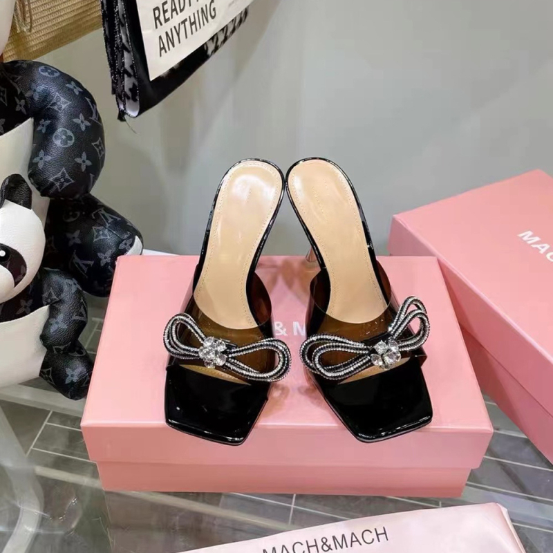 Prozirne ljetne sandale s visokim petom, četvrtasti vrh, TPU gornji dio, gumena podstava, mašna s kristalima, otvoreni prst