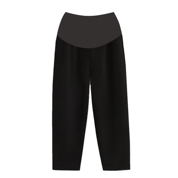 Trudničke cropped hlače s debelim fleece podstavom od pamuka i poliestera (50-70% pamuk-poliester; 30-50% poliester vlakna), podrška trbuhu, proljeće 2024