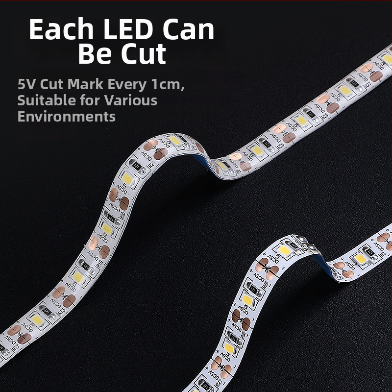 Monochromatická LED páska s samolepiacim zadným povrchom, USB napájanie 5V, 60 LED (2835), 5W, bez stmavenia, televízne pozadie