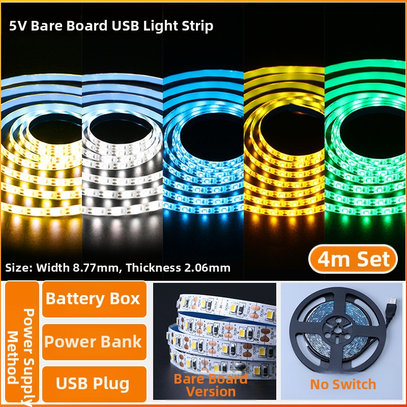 Öntapadós hátoldallal rendelkező monokróm LED-sáv, USB 5V-ellátás, 60 LED (2835), 5W, dimmer nélkül, TV háttérvilágítás