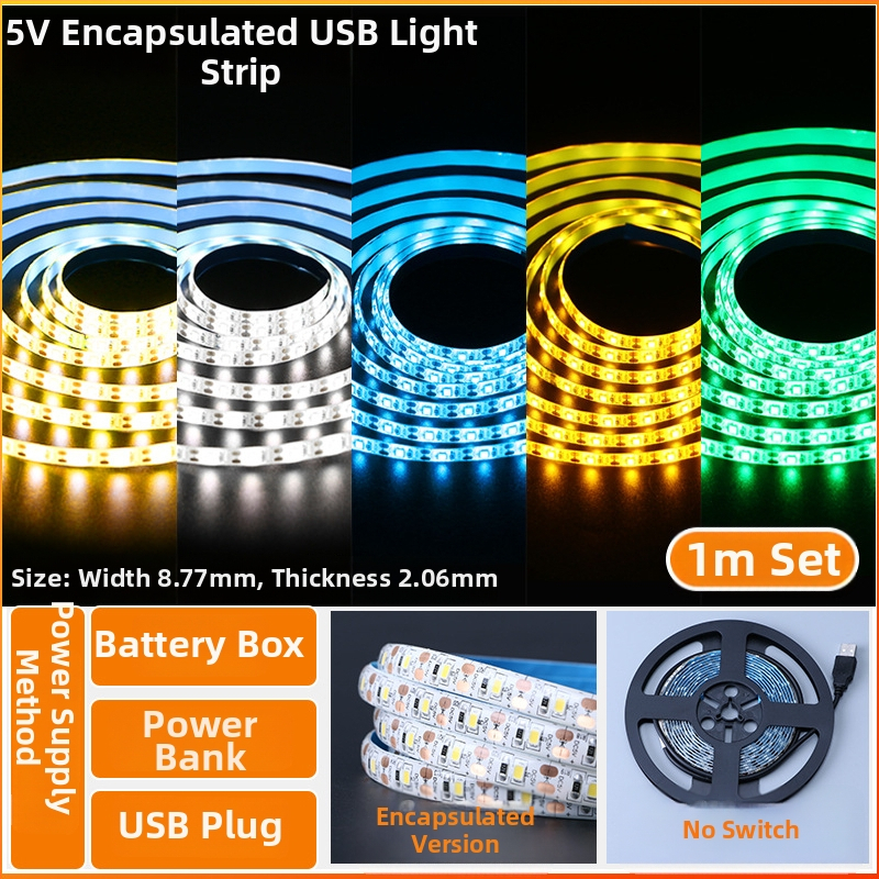 Öntapadós hátoldallal rendelkező monokróm LED-sáv, USB 5V-ellátás, 60 LED (2835), 5W, dimmer nélkül, TV háttérvilágítás