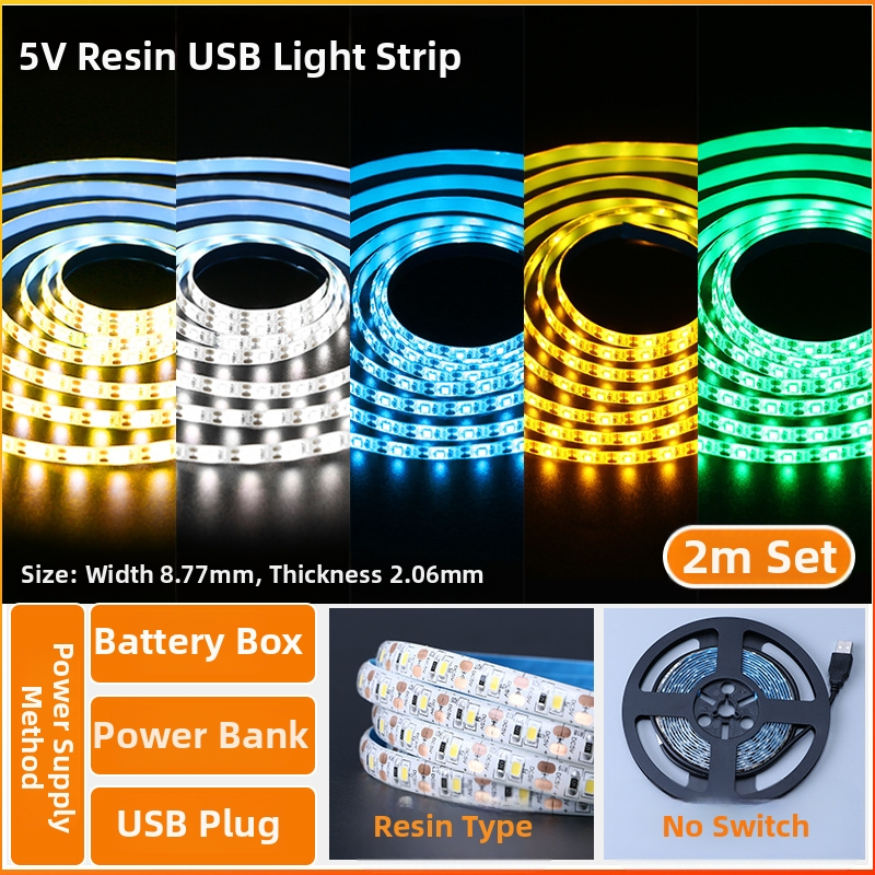 Öntapadós hátoldallal rendelkező monokróm LED-sáv, USB 5V-ellátás, 60 LED (2835), 5W, dimmer nélkül, TV háttérvilágítás