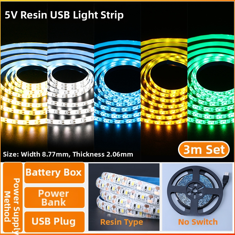 Öntapadós hátoldallal rendelkező monokróm LED-sáv, USB 5V-ellátás, 60 LED (2835), 5W, dimmer nélkül, TV háttérvilágítás