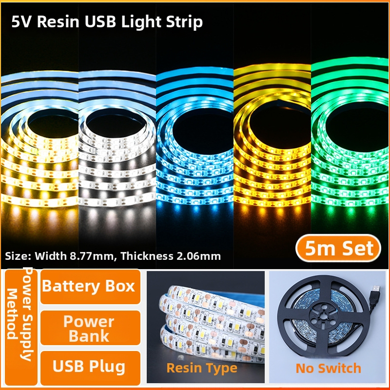 Öntapadós hátoldallal rendelkező monokróm LED-sáv, USB 5V-ellátás, 60 LED (2835), 5W, dimmer nélkül, TV háttérvilágítás