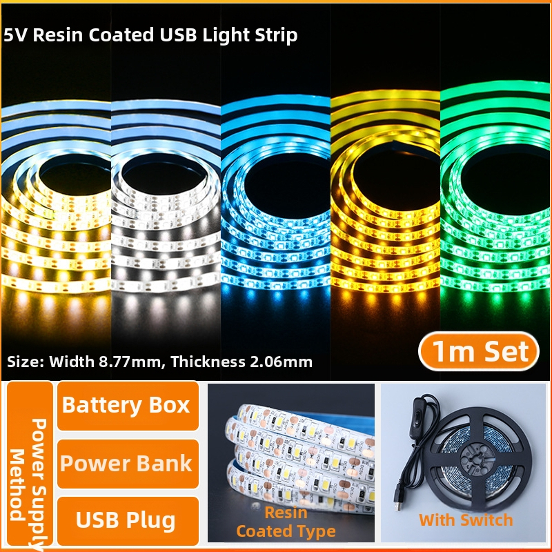 Öntapadós hátoldallal rendelkező monokróm LED-sáv, USB 5V-ellátás, 60 LED (2835), 5W, dimmer nélkül, TV háttérvilágítás