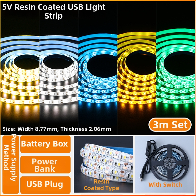 Öntapadós hátoldallal rendelkező monokróm LED-sáv, USB 5V-ellátás, 60 LED (2835), 5W, dimmer nélkül, TV háttérvilágítás