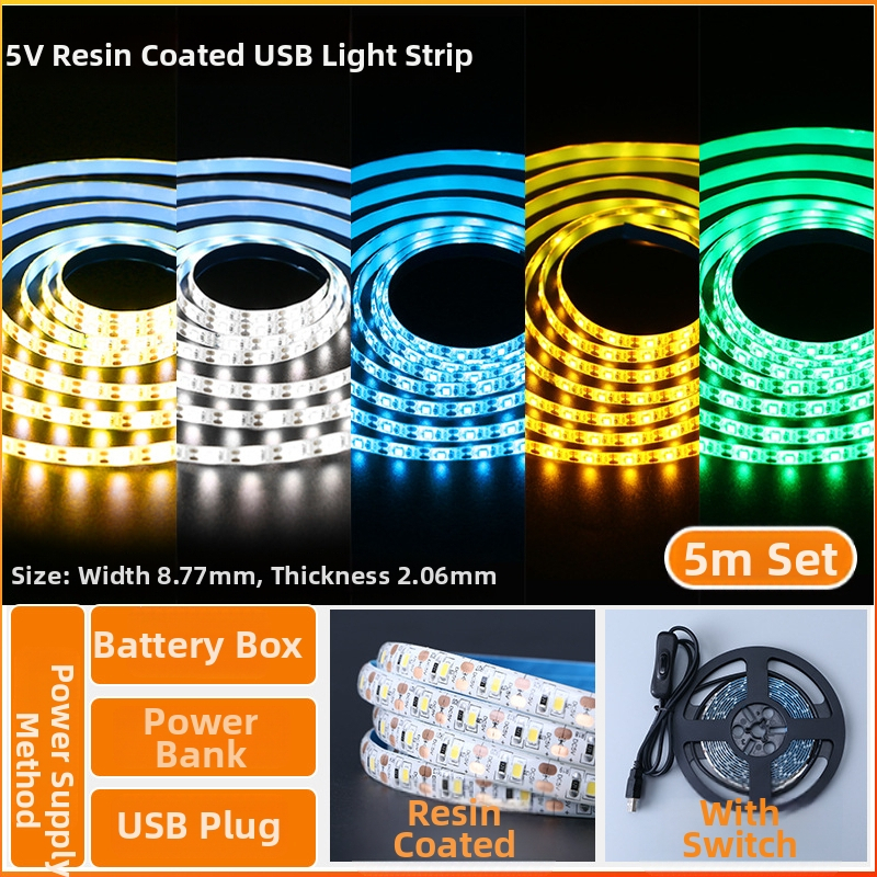 Öntapadós hátoldallal rendelkező monokróm LED-sáv, USB 5V-ellátás, 60 LED (2835), 5W, dimmer nélkül, TV háttérvilágítás