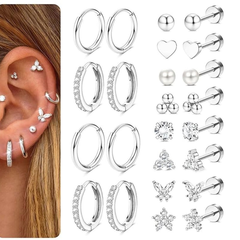 Unisex set naušnica: srcolisto-listni geometrijski dizajn s cirkonijem, elektroplatiranje, materijal: nehrđajući čelik i bakar