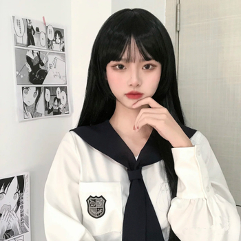 Paróka hosszú egyenes hajjal, Qi frufruval, magas hőmérsékletű szálakból, modell 003, márka Imperial City, stílus Ruili