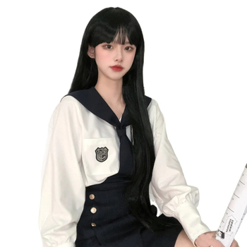 Paróka hosszú egyenes hajjal, Qi frufruval, magas hőmérsékletű szálakból, modell 003, márka Imperial City, stílus Ruili