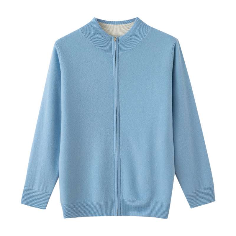 Ανδρικό κασμιρένιο καρντάγκαν με σταθερό γιακά-στάση, αναστρέψιμο διπλού στρώματος πλεκτό μπουφάν με φερμουάρ, χαλαρή εφαρμογή