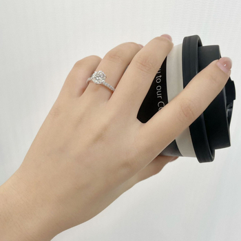 Пръстен с моисанит, 2 карата, шест опори, стерлингово сребро, микроинкрустирани лабораторно отгледани диаманти