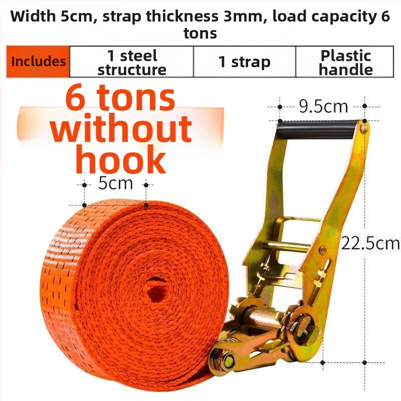 6t Teherautó kötélhúzó, kézi működtetésű, nehéz kivitel, hegesztésmentes, szalagfeszítő