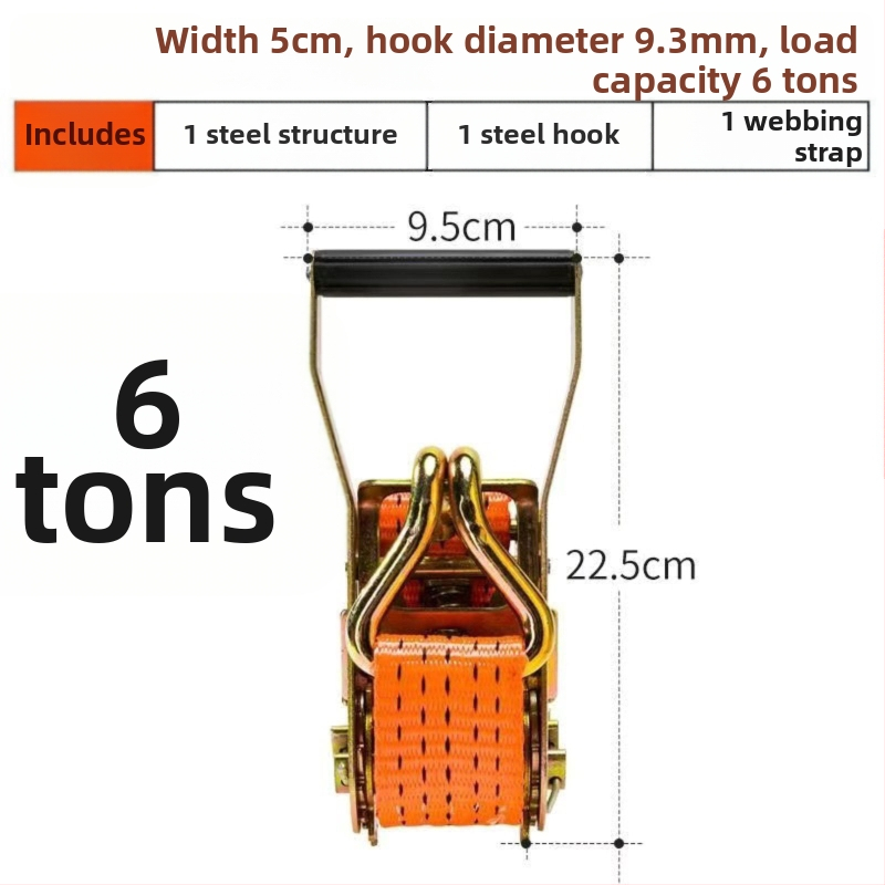 6t Teherautó kötélhúzó, kézi működtetésű, nehéz kivitel, hegesztésmentes, szalagfeszítő