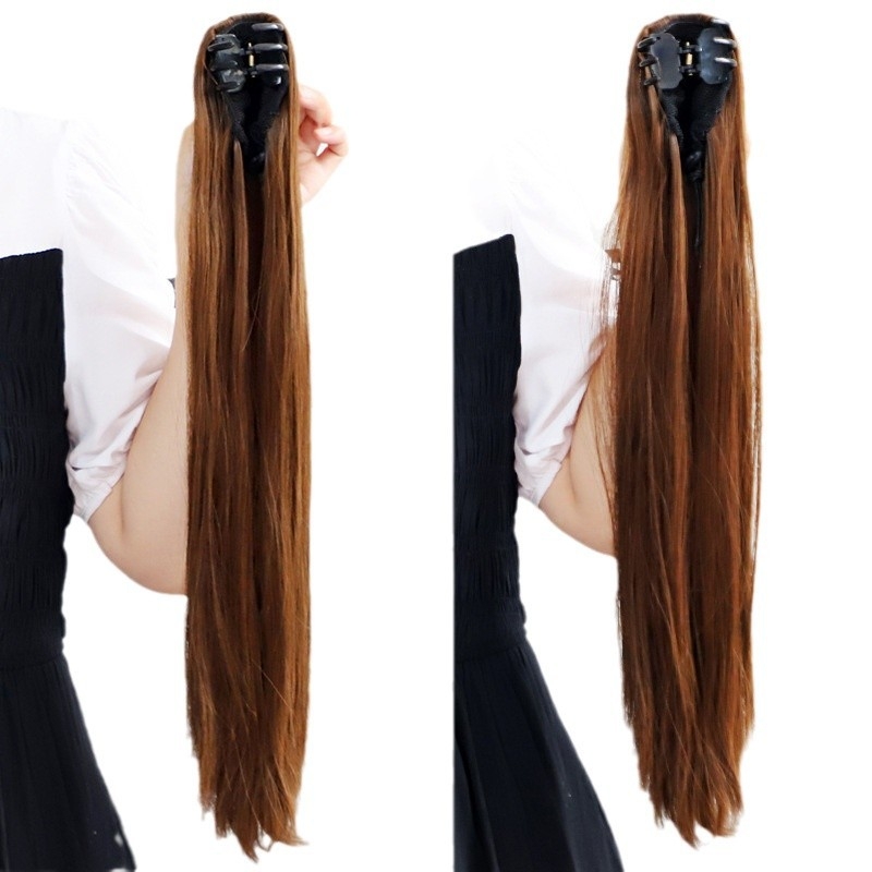 Perika s repom Grip Straight Ponytail — dugi ravni rep, vlakna otporna na toplinu, lako za nošenje, nije pogodno za bojanje ili peglanje.