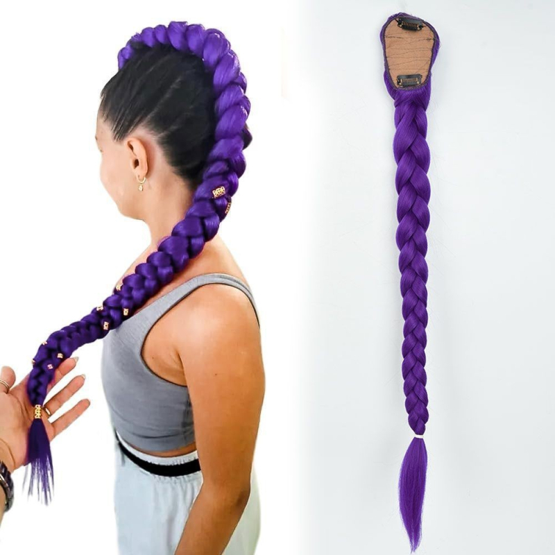 Dječja perika s boxer pletenicama, tkanina od toplinski otporne žice, pogodna za bojenje i kovrčanje