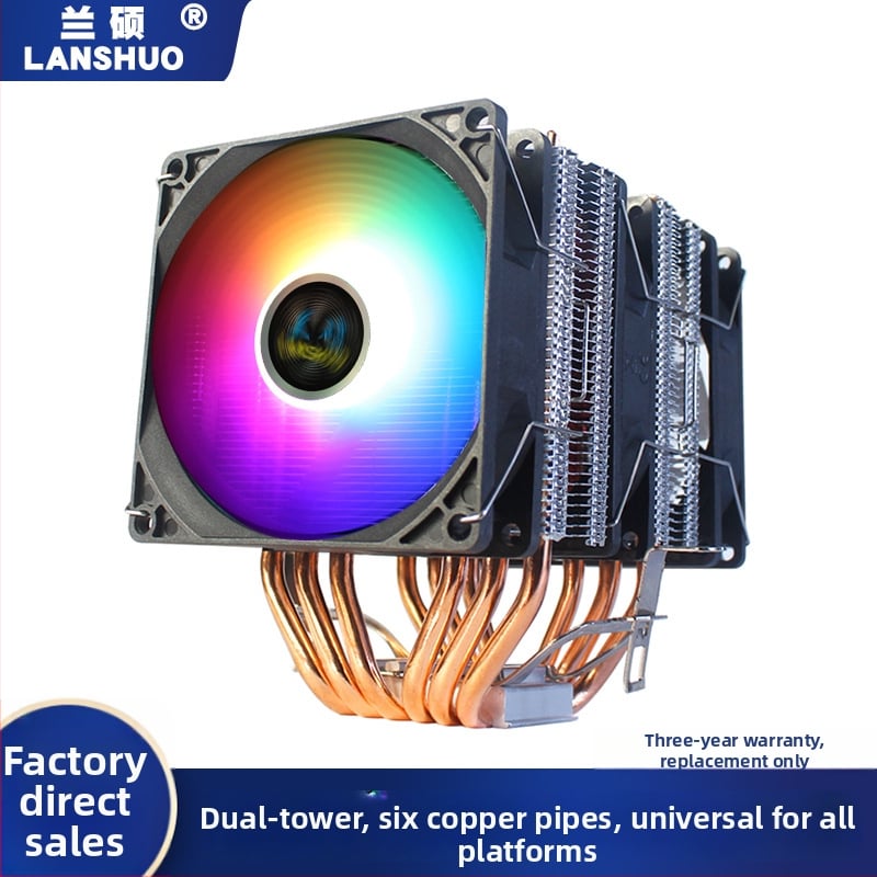 Ψύκτης CPU Ice Tower 600, 6 χαλκού σωληνώσεις μεταφοράς θερμότητας, σύνδεση χαλκού-αλουμινίου, υδραυλικό ρουλεμάν, αθόρυβη λειτουργία, 2000 RPM