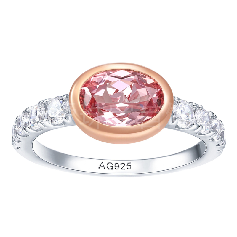 Prsten od 925 srebra s kultiviranim Papalacha dijamantom, 1,5 ct, geometrijski oblik, elektroplating