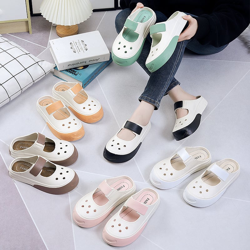 Ženske Mary Jane sandale s otvorenom platformom, PVC gornji dio i đon, 3,5 cm debljina đona, protuklizne, prozračne (PVC gornji dio i đon, 3,5 cm debljina đona, protuklizne, prozračne)