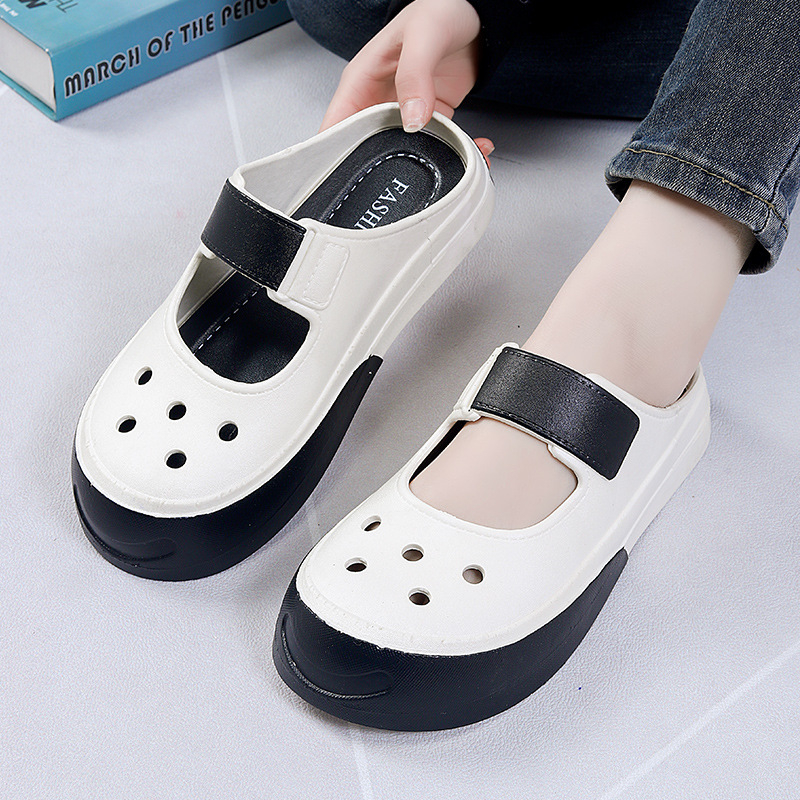 Ženske Mary Jane sandale s otvorenom platformom, PVC gornji dio i đon, 3,5 cm debljina đona, protuklizne, prozračne (PVC gornji dio i đon, 3,5 cm debljina đona, protuklizne, prozračne)