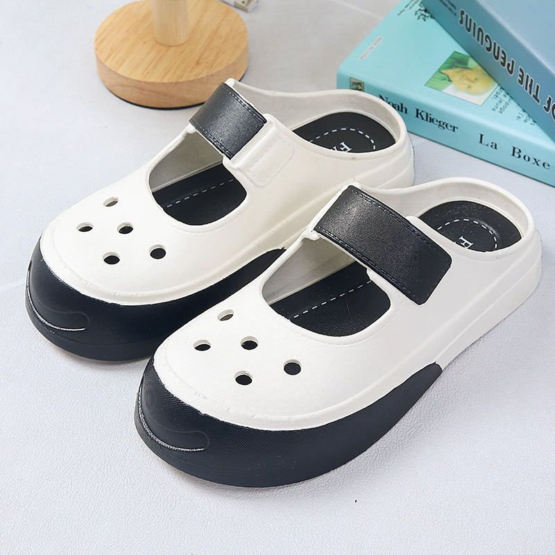 Ženske Mary Jane sandale s otvorenom platformom, PVC gornji dio i đon, 3,5 cm debljina đona, protuklizne, prozračne (PVC gornji dio i đon, 3,5 cm debljina đona, protuklizne, prozračne)