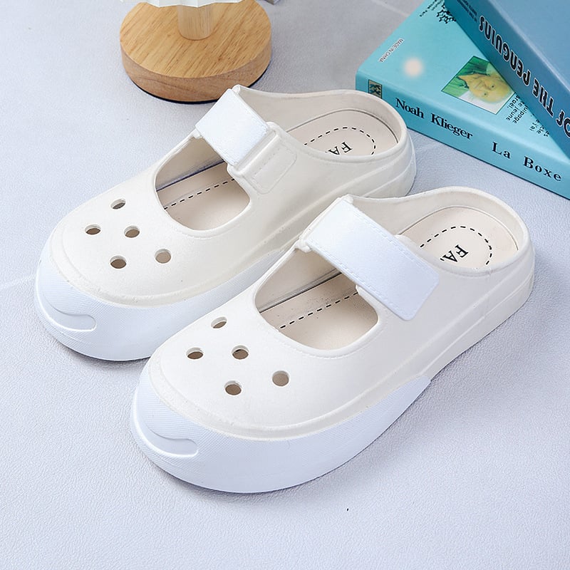 Ženske Mary Jane sandale s otvorenom platformom, PVC gornji dio i đon, 3,5 cm debljina đona, protuklizne, prozračne (PVC gornji dio i đon, 3,5 cm debljina đona, protuklizne, prozračne)