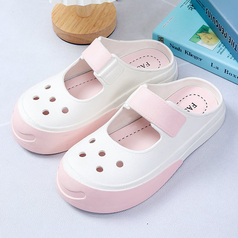 Ženske Mary Jane sandale s otvorenom platformom, PVC gornji dio i đon, 3,5 cm debljina đona, protuklizne, prozračne (PVC gornji dio i đon, 3,5 cm debljina đona, protuklizne, prozračne)