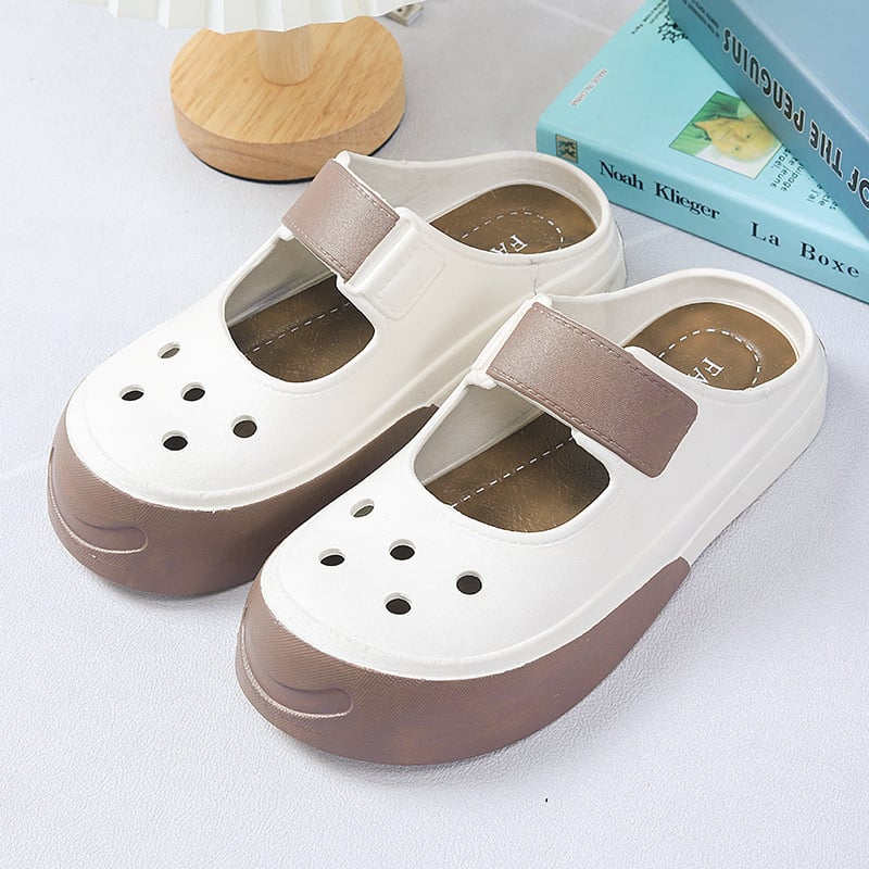 Ženske Mary Jane sandale s otvorenom platformom, PVC gornji dio i đon, 3,5 cm debljina đona, protuklizne, prozračne (PVC gornji dio i đon, 3,5 cm debljina đona, protuklizne, prozračne)