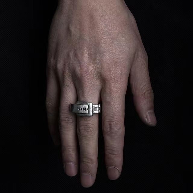 Prsten s oblikom pojasa, punk metalni dojam, podesivi, bakar, unisex