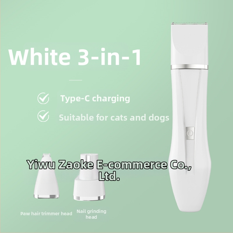 Trimmer electric pentru animale de companie – patru în unu pentru pisici și câini, cap de pilire a unghiilor, lavabil, carcasă ABS