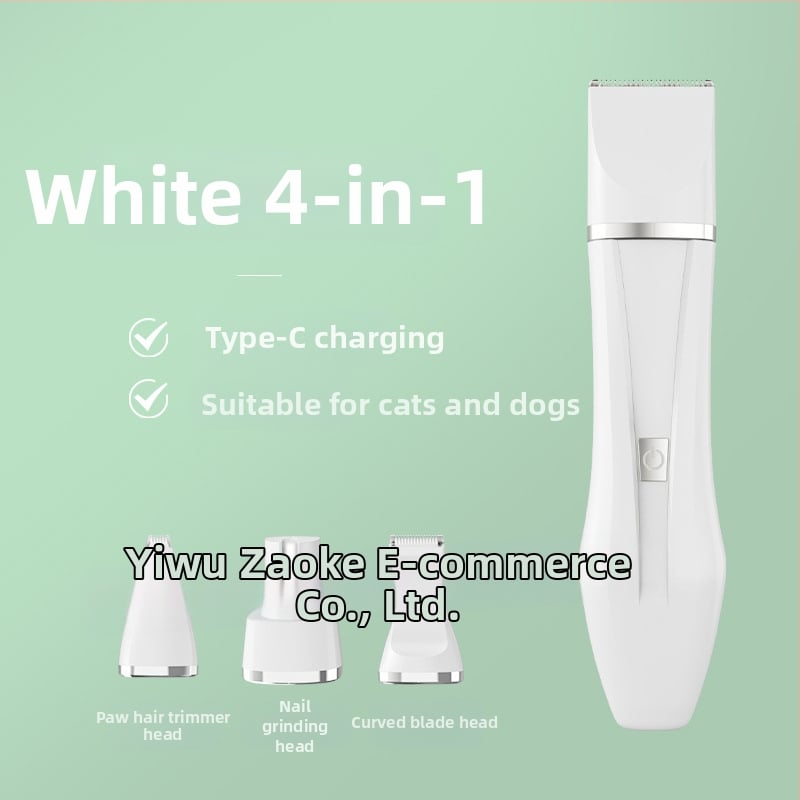 Trimmer electric pentru animale de companie – patru în unu pentru pisici și câini, cap de pilire a unghiilor, lavabil, carcasă ABS