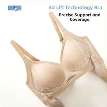 Sutien Push-Up, cupă 3/4, fără cusături, nylon, bretele fixe, închidere cu patru rânduri