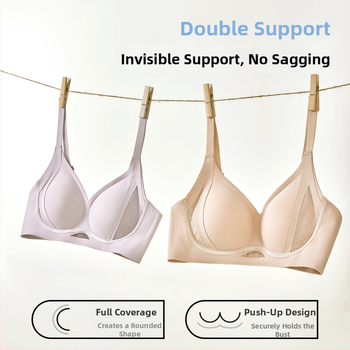 Sutien Push-Up, cupă 3/4, fără cusături, nylon, bretele fixe, închidere cu patru rânduri