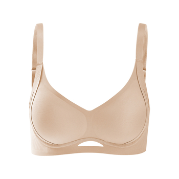 Sutien Push-Up, cupă 3/4, fără cusături, nylon, bretele fixe, închidere cu patru rânduri