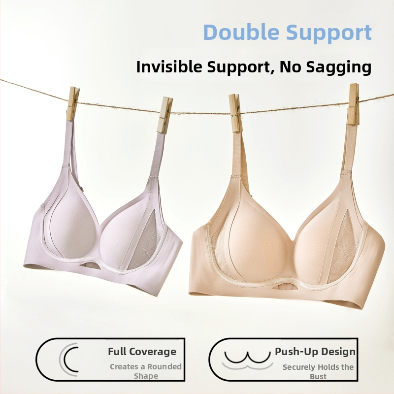 Sutien Push-Up, cupă 3/4, fără cusături, nylon, bretele fixe, închidere cu patru rânduri