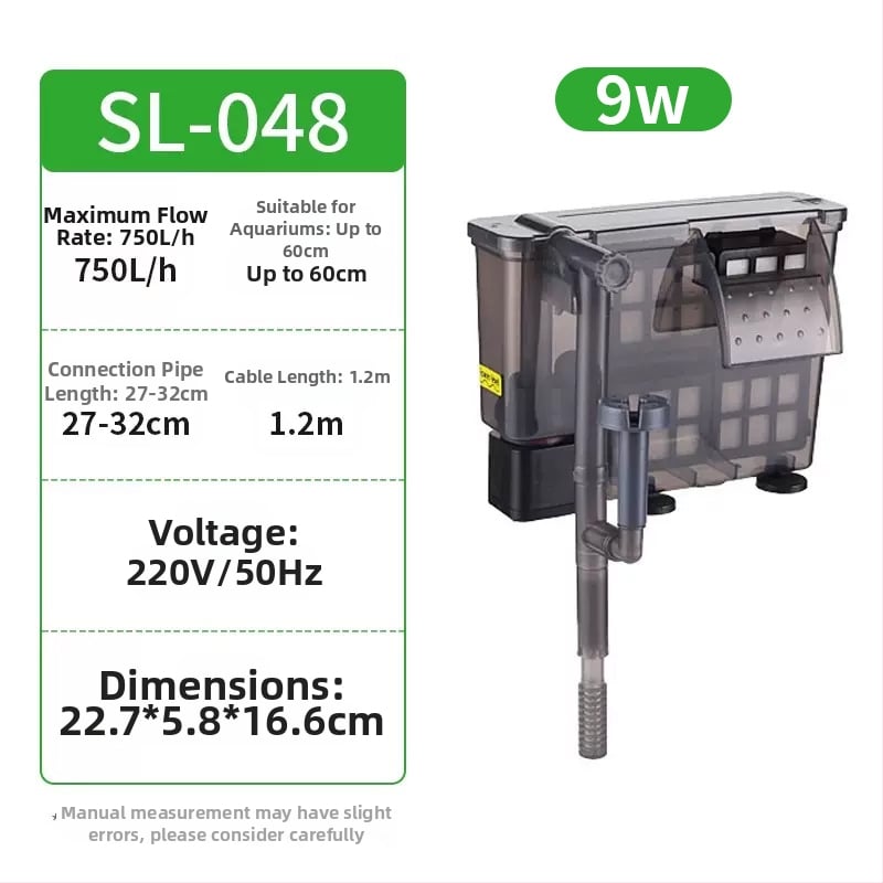 Τοίχου-τοποθετούμενο φίλτρο ενυδρείου με μεμβράνη αφαίρεσης λαδιού, οξυγόνωση, τριπλή καθαριστική λειτουργία και ήσυχη εξωτερική αντλία μίνι καταρράκτη