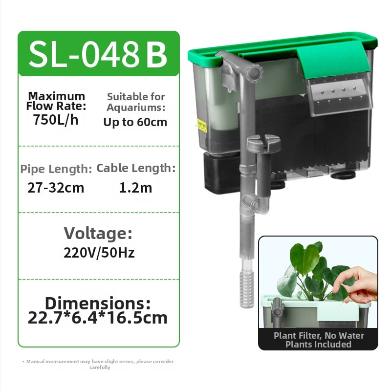 Τοίχου-τοποθετούμενο φίλτρο ενυδρείου με μεμβράνη αφαίρεσης λαδιού, οξυγόνωση, τριπλή καθαριστική λειτουργία και ήσυχη εξωτερική αντλία μίνι καταρράκτη