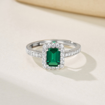 Inel din argint 925 cu smarald cultivat, stil retro, placare cu aliaj